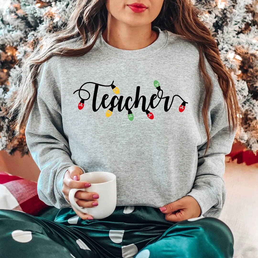Teacher Christmas Lights Graphic Sweatshirt sold by Zulily product image thumbnail 3