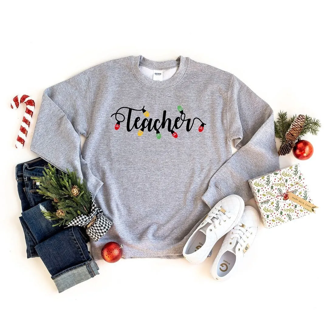 Teacher Christmas Lights Graphic Sweatshirt sold by Zulily
