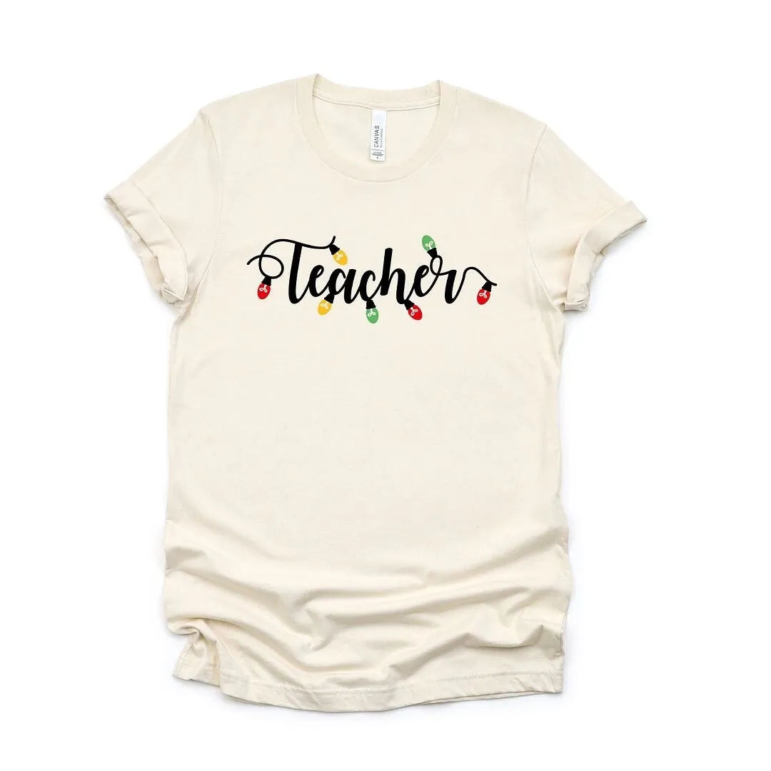 Teacher Christmas Lights Short Sleeve Crewnneck Tee sold by Zulily product image thumbnail 2