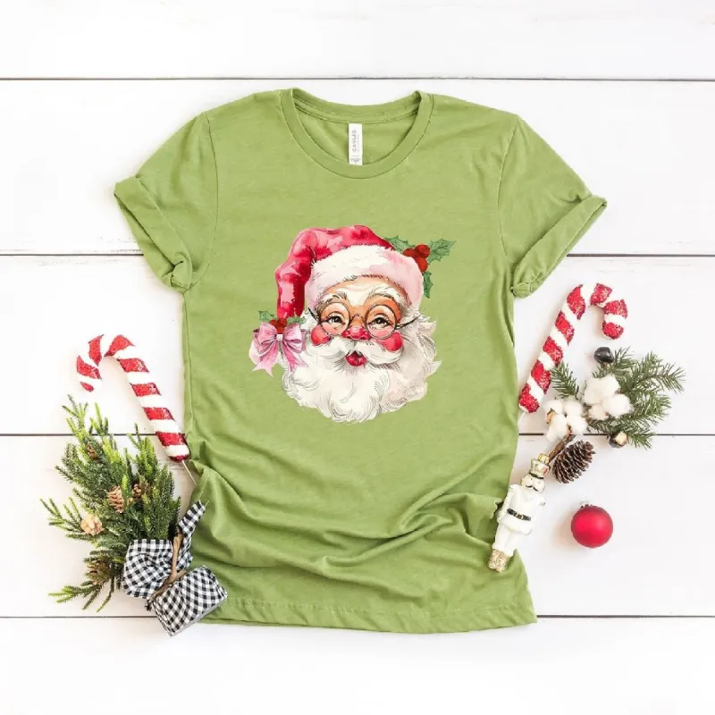 Watercolor Santa Face Short Sleeve Crewnneck Tee sold by Zulily