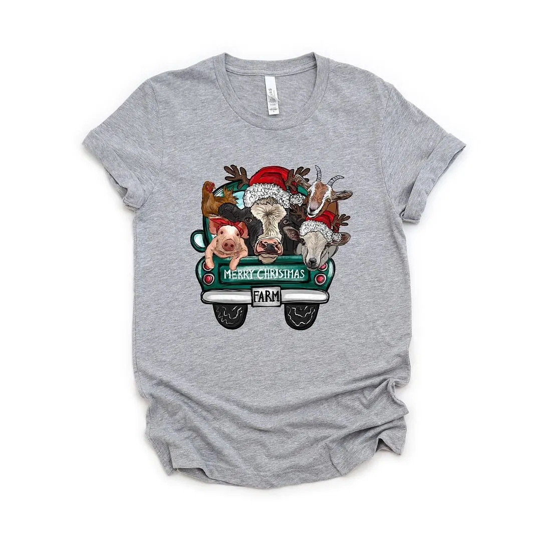 Merry Christmas Farm Truck Short Sleeve Crewnneck Tee sold by Zulily product image thumbnail 3