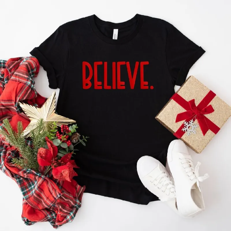Believe Bold Puff Print Short Sleeve Crewnneck Tee sold by Zulily