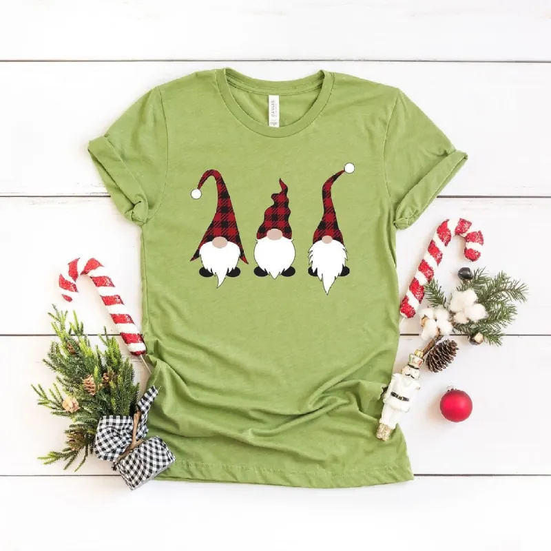 Buffalo Check Gnomes Short Sleeve Crewnneck Tee sold by Zulily