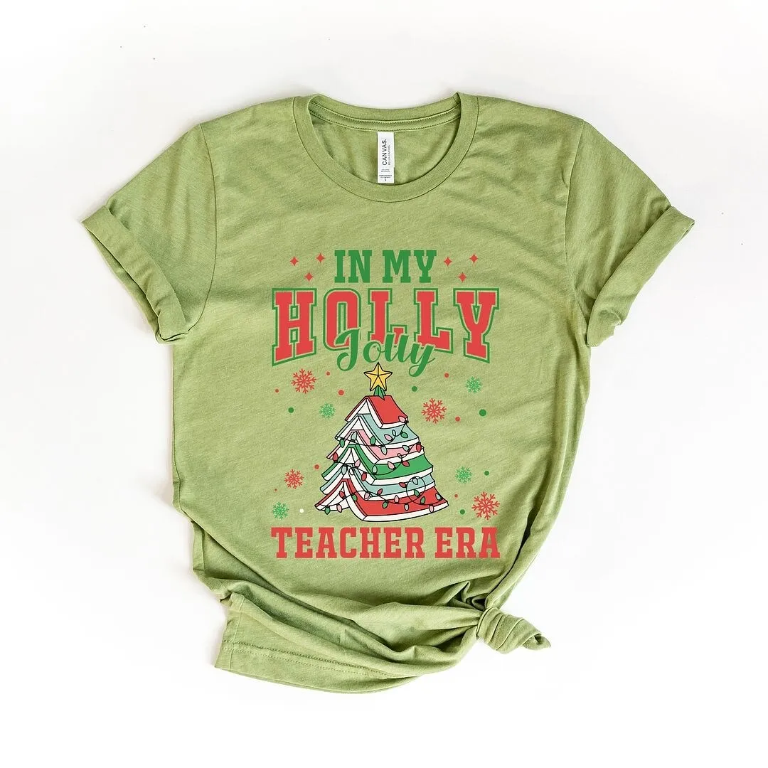 Holly Jolly Teacher Era Short Sleeve Crewnneck Tee sold by Zulily product image thumbnail 2