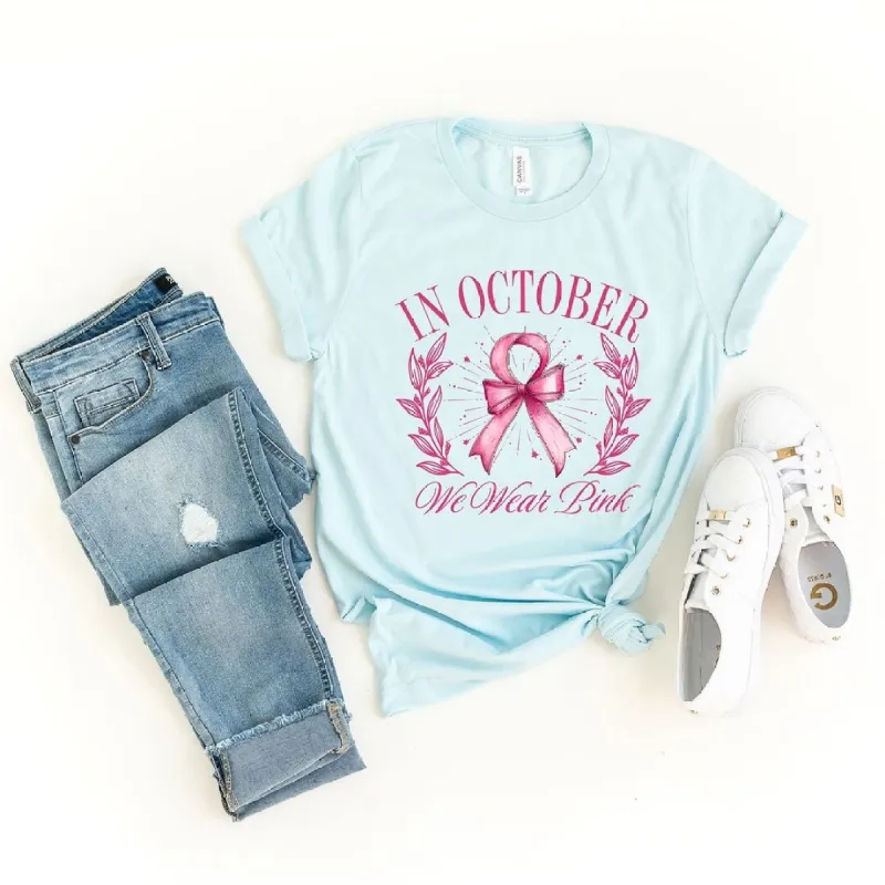 Coquette October We Wear Pink Short Sleeve Crewnneck Tee sold by Zulily