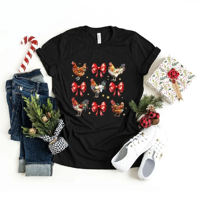 Coquette Christmas Chicken Short Sleeve Crewnneck Tee sold by Zulily