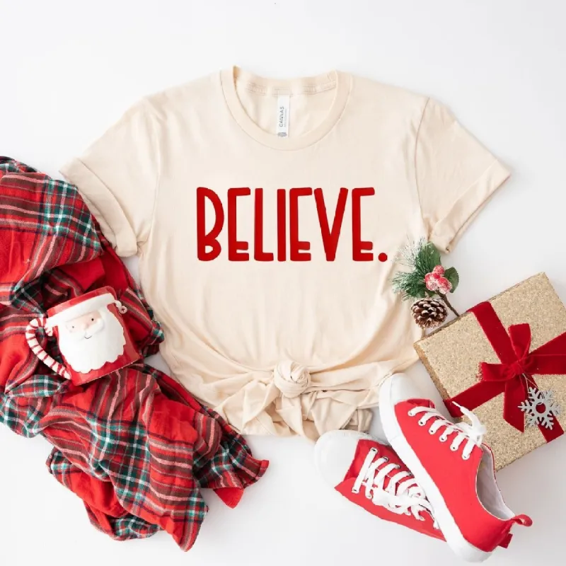 Believe Bold Puff Print Short Sleeve Crewnneck Tee sold by Zulily