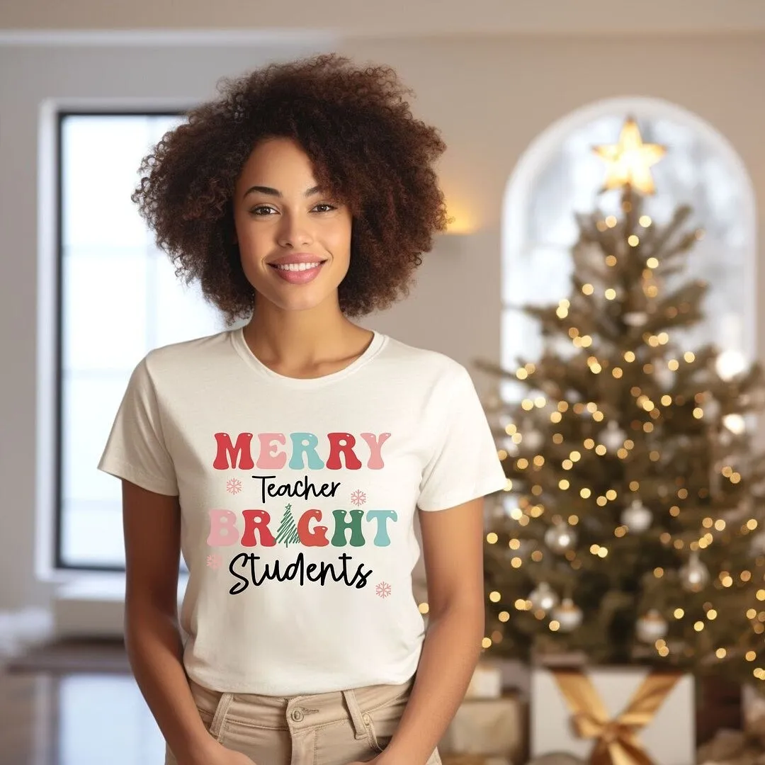 Merry Teacher Bright Students Short Sleeve Crewnneck Tee sold by Zulily product image thumbnail 3