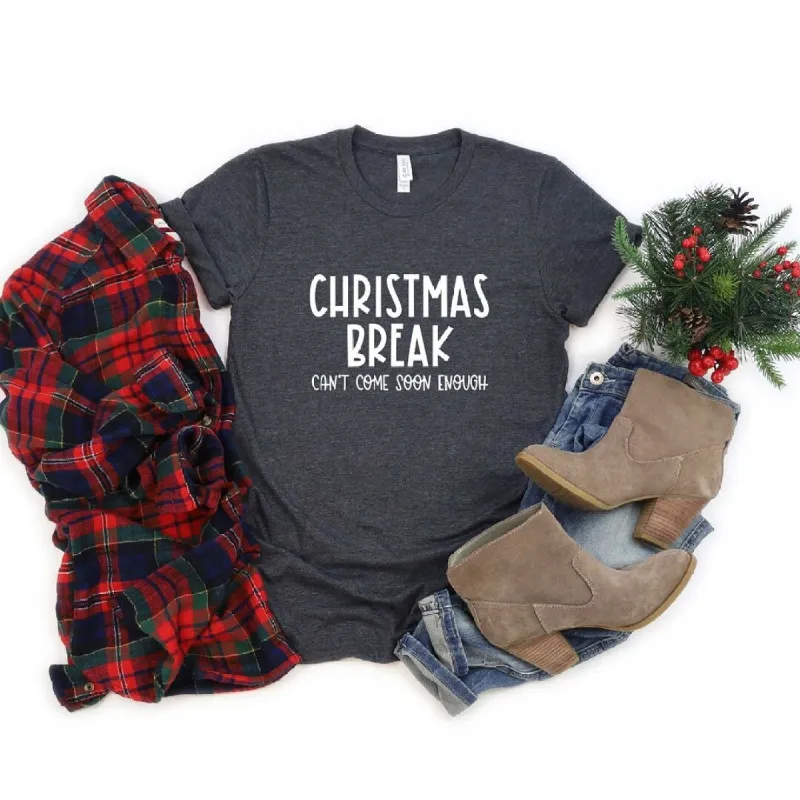 Christmas Break Cant't Come Soon Enough Short Sleeve Crewnneck Tee sold by Zulily