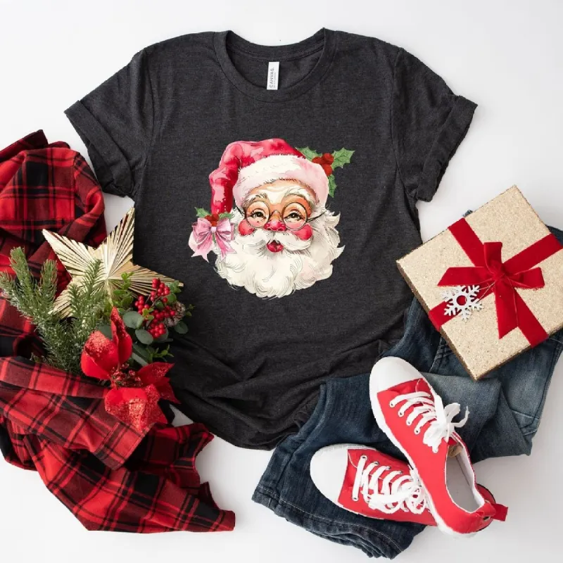 Watercolor Santa Face Short Sleeve Crewnneck Tee sold by Zulily