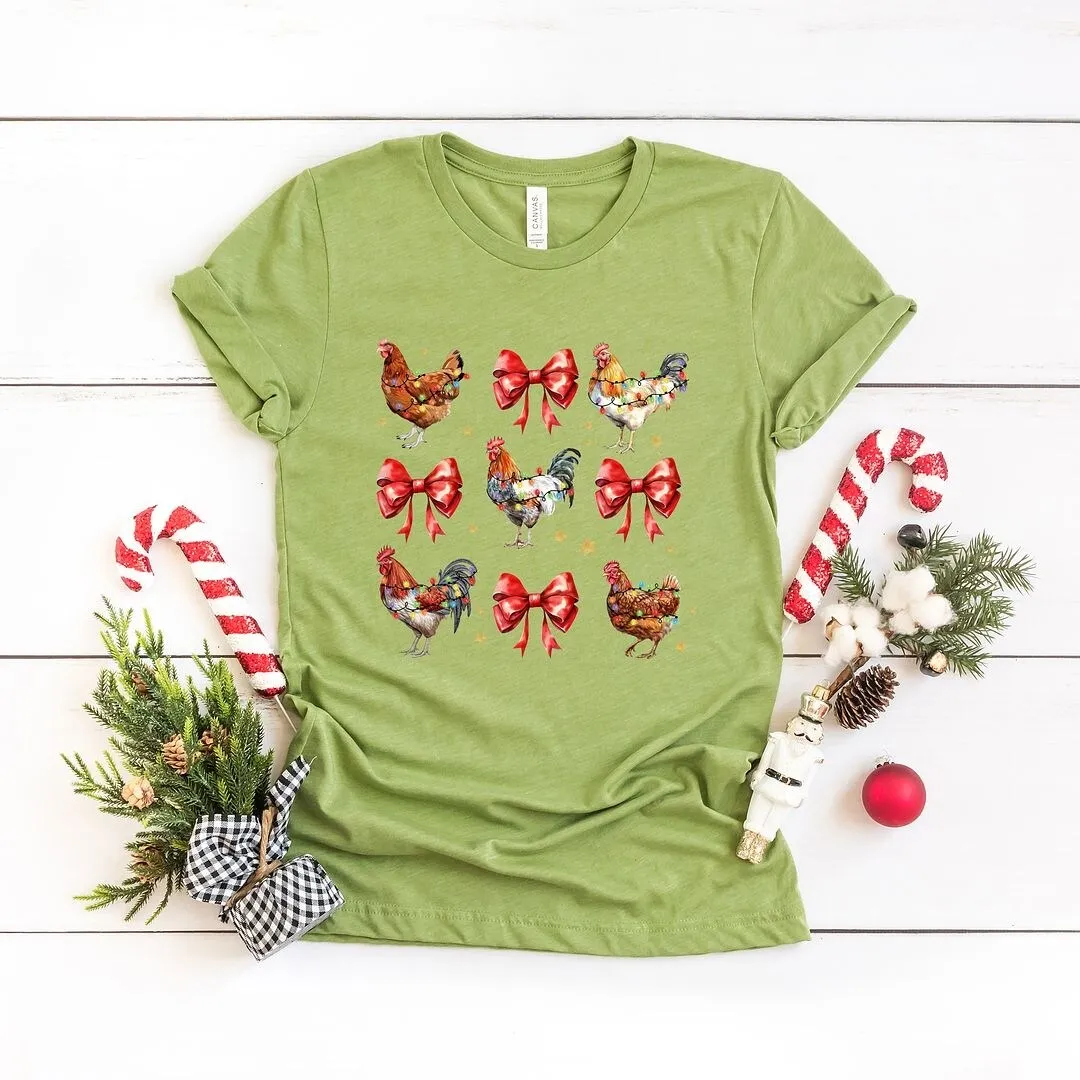 Coquette Christmas Chicken Short Sleeve Crewnneck Tee sold by Zulily