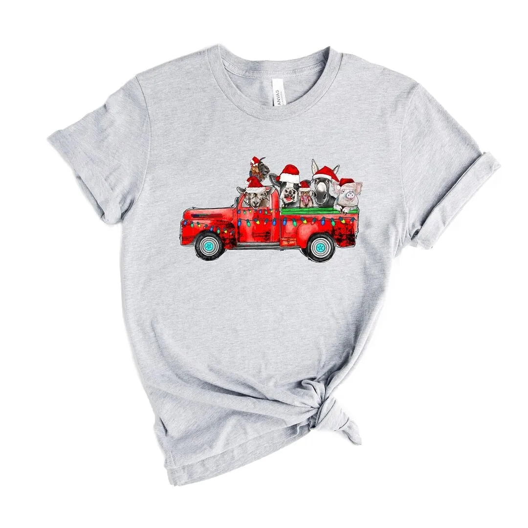 Farm Animals Christmas Truck Short Sleeve Crewnneck Tee sold by Zulily product image thumbnail 2