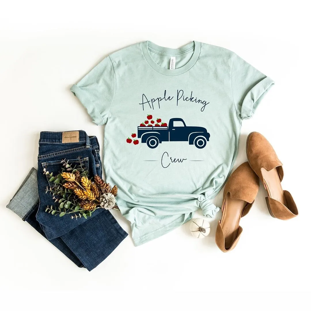 Apple Picking Crew Truck Short Sleeve Crewnneck Tee sold by Zulily