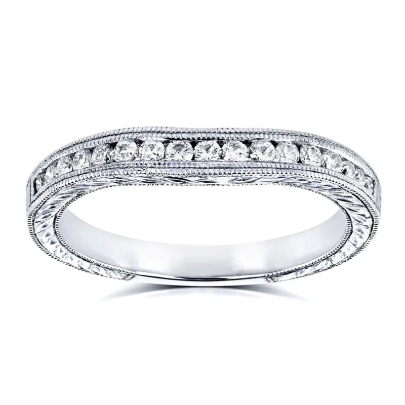Annello by Kobelli 14k White Gold 1/5ct Diamond Contoured Wedding Band Ring (G-H, I1-I2) sold by Zulily