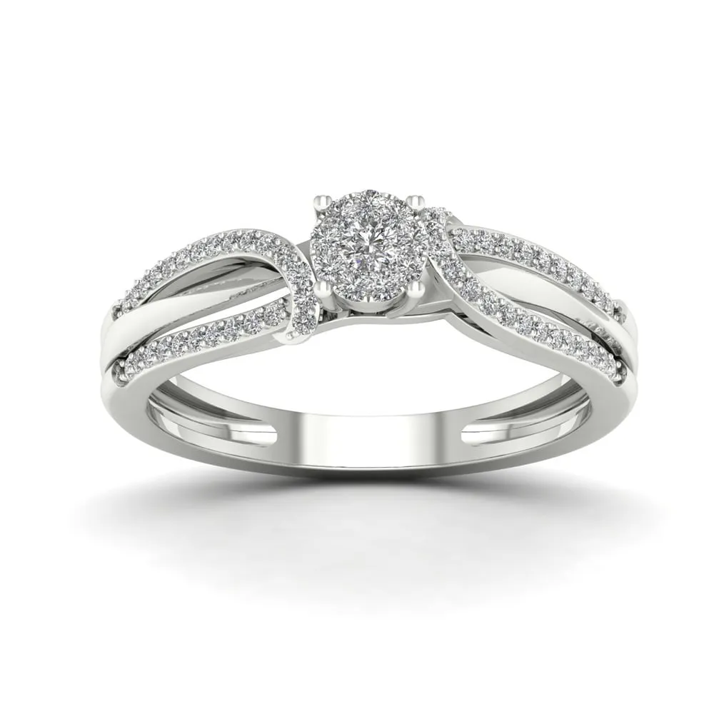 De Couer 1/5ct TDW Diamond Cluster Engagement Ring - White sold by Zulily