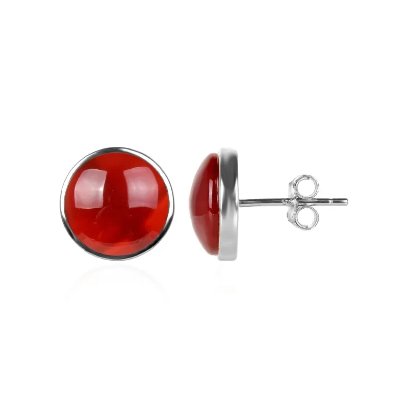 10MM Carnelian Stud Earrings in Sterling Silver sold by Zulily