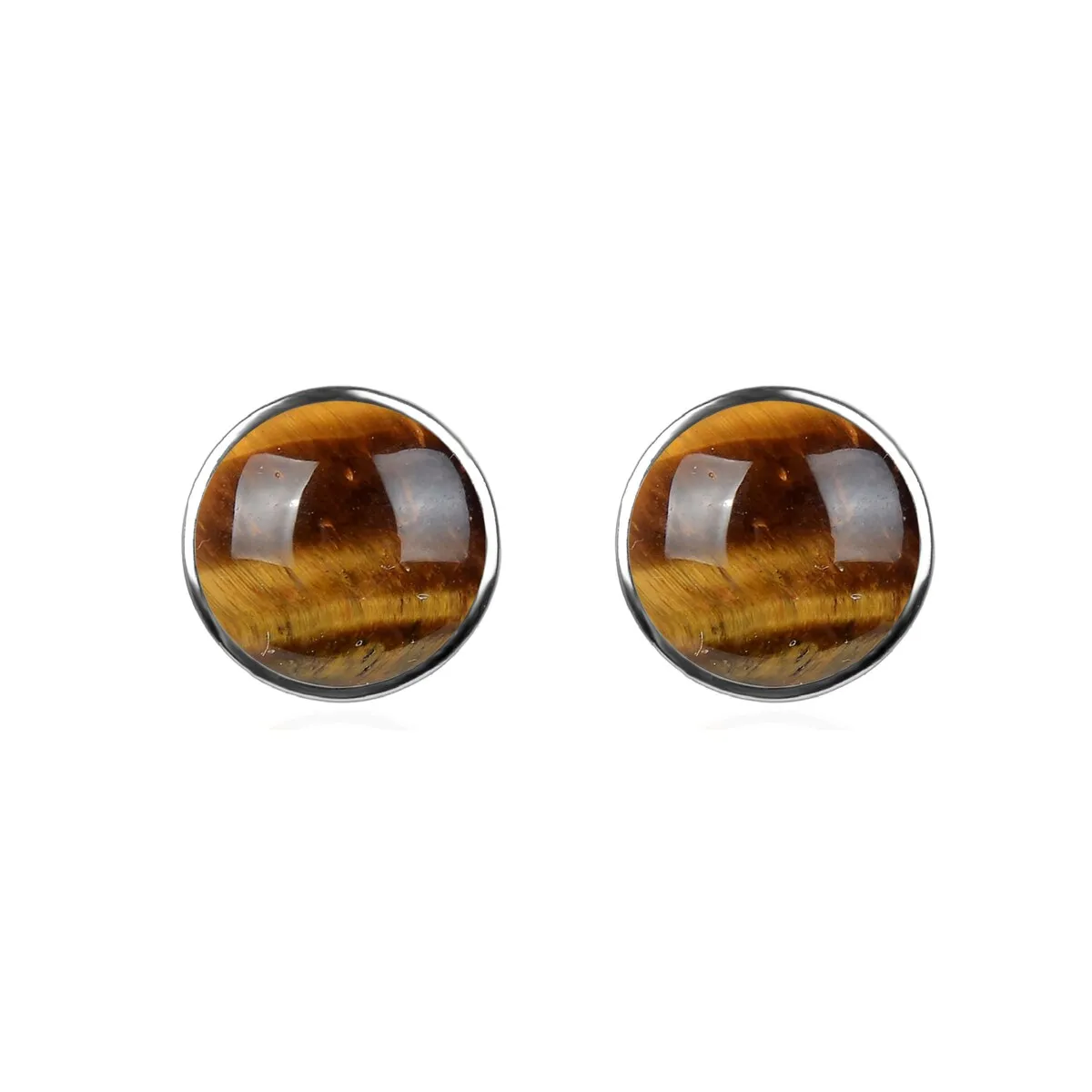 10MM Tiger Eye Stud Earrings in Sterling Silver sold by Zulily product image thumbnail 2