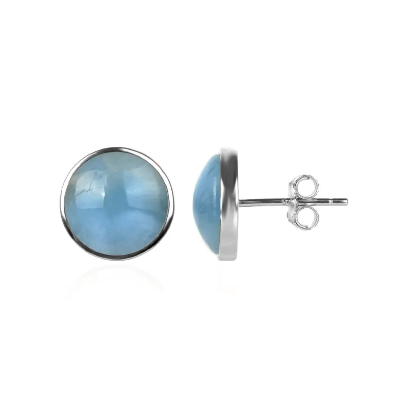 10MM Aquamarine Stud Earrings in Sterling Silver sold by Zulily