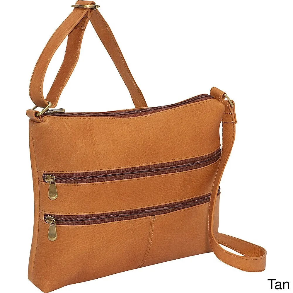 LeDonne Leather Women's Handcrafted Leather Two Zip Crossbody Handbag sold by Zulily product image thumbnail 4