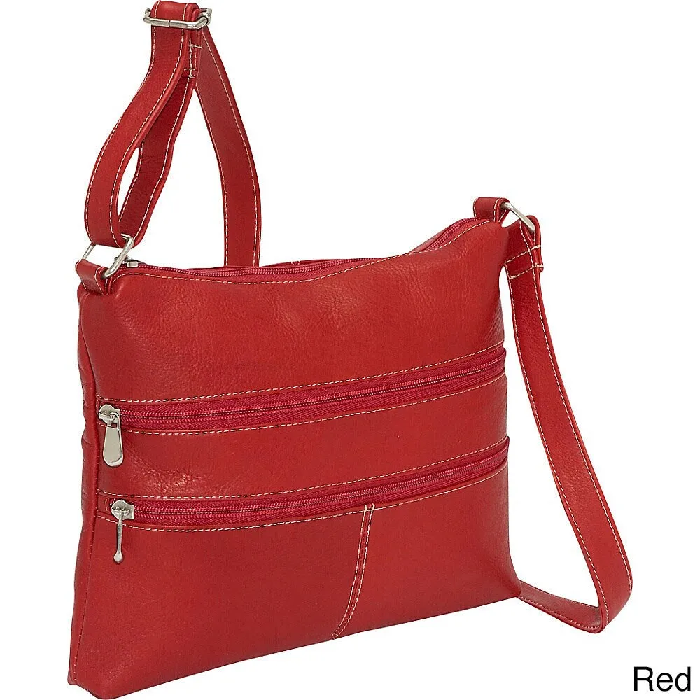 LeDonne Leather Women's Handcrafted Leather Two Zip Crossbody Handbag sold by Zulily product image thumbnail 5