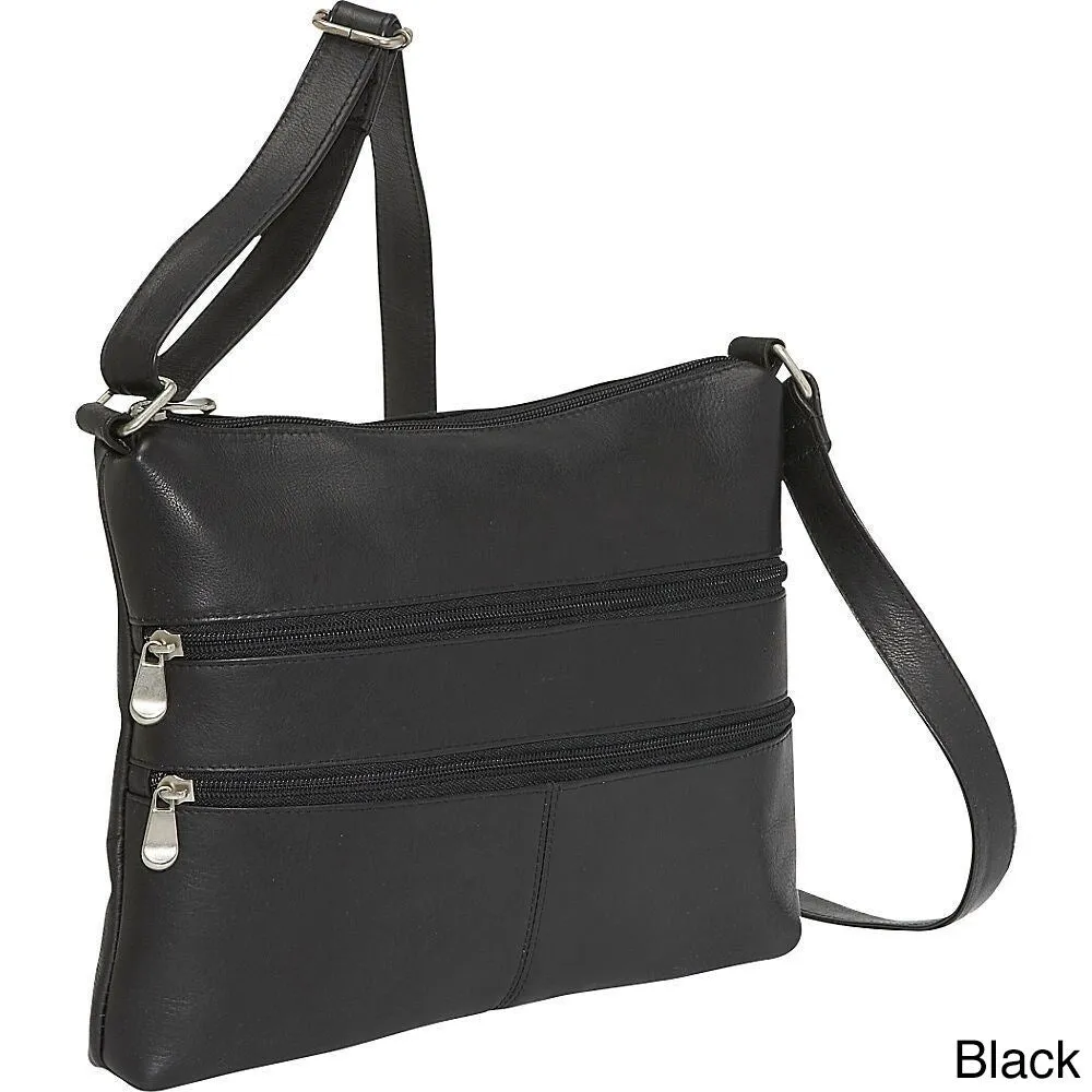 LeDonne Leather Women's Handcrafted Leather Two Zip Crossbody Handbag sold by Zulily product image thumbnail 3