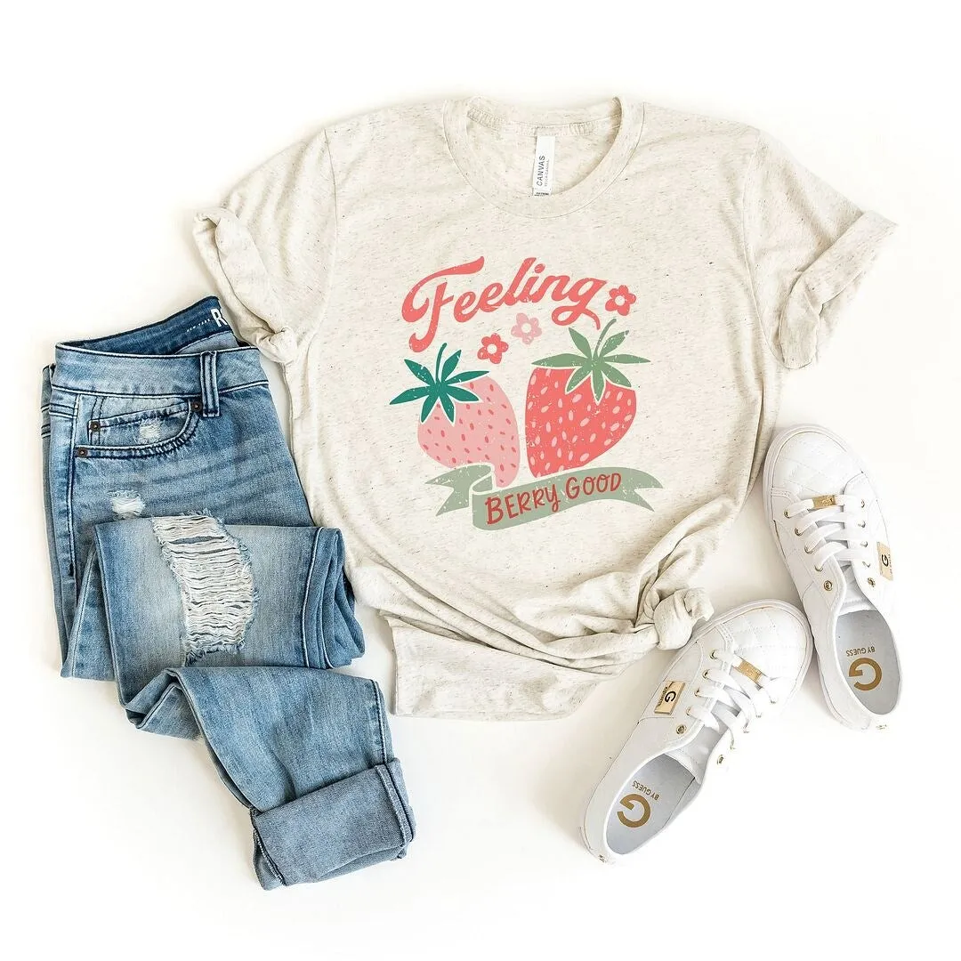 Feeling Berry Good Strawberries Short Sleeve Crewnneck Tee sold by Zulily