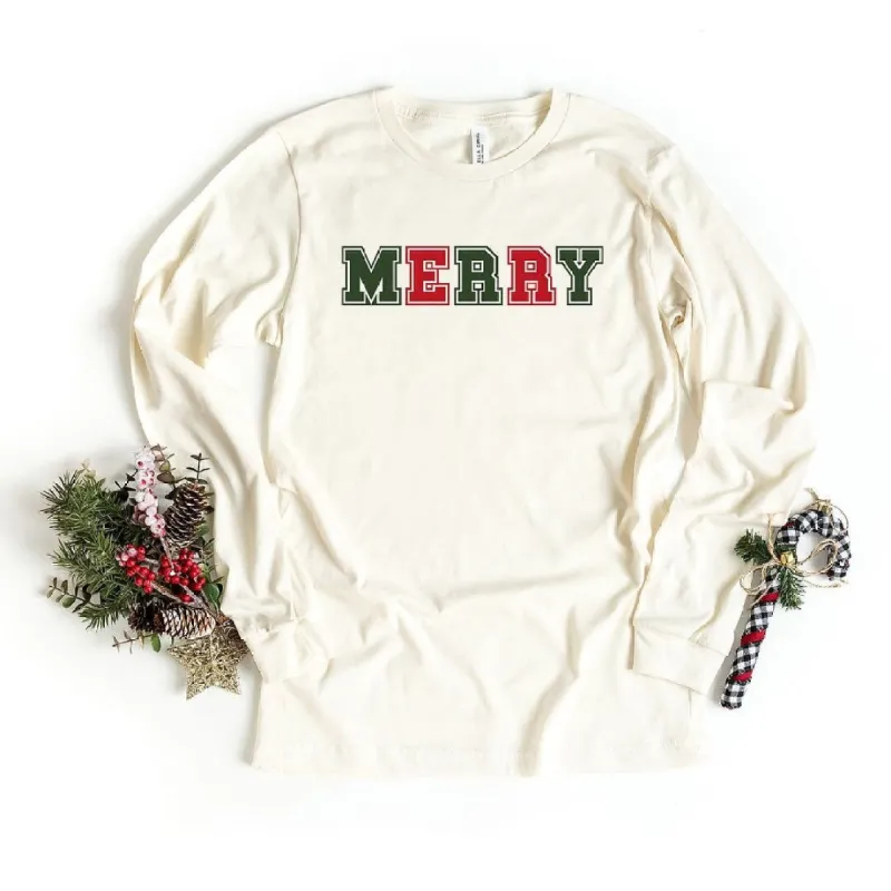 Merry Red and Green Bold Long Sleeve Tee sold by Zulily