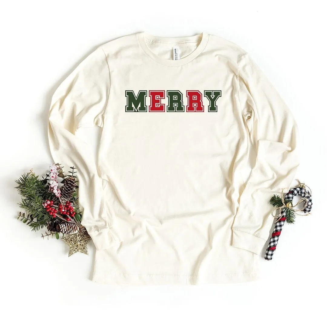 Merry Red and Green Bold Long Sleeve Tee sold by Zulily