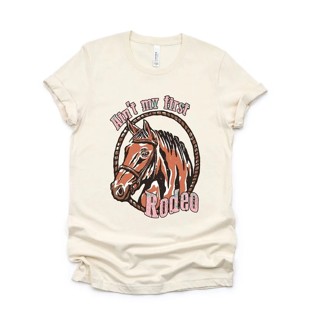 Ain't My First Rodeo Horse Short Sleeve Crewnneck Tee sold by Zulily product image thumbnail 2