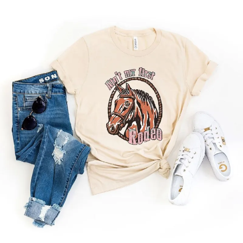 Ain't My First Rodeo Horse Short Sleeve Crewnneck Tee sold by Zulily