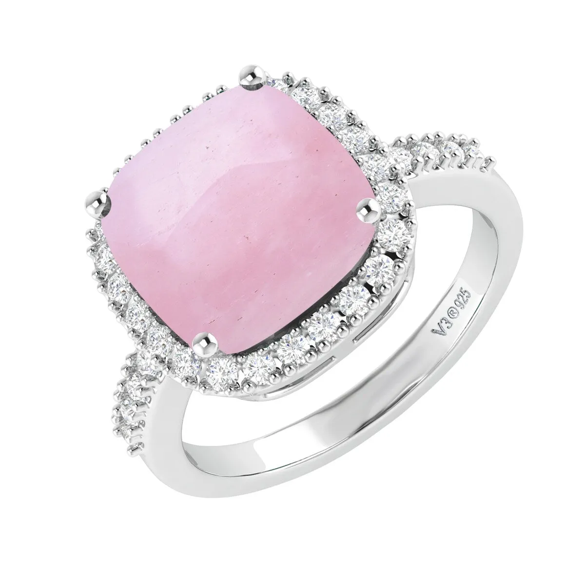 Pink Opal and White Topaz Sterling Silver Halo Ring sold by Zulily product image thumbnail 2