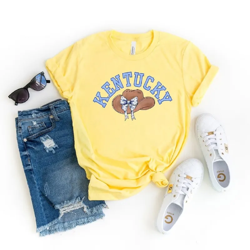 Kentucky Hat With Bow Short Sleeve Crewnneck Tee made by Zulily