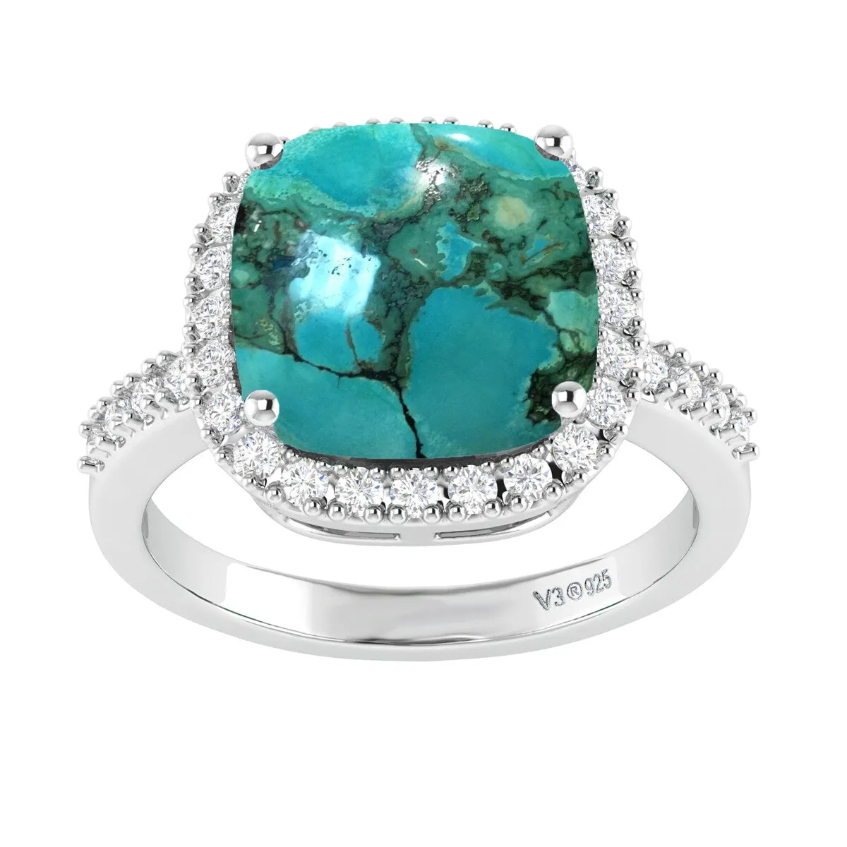 Tibetan Turquoise and White Topaz Sterling Silver Halo Ring sold by Zulily