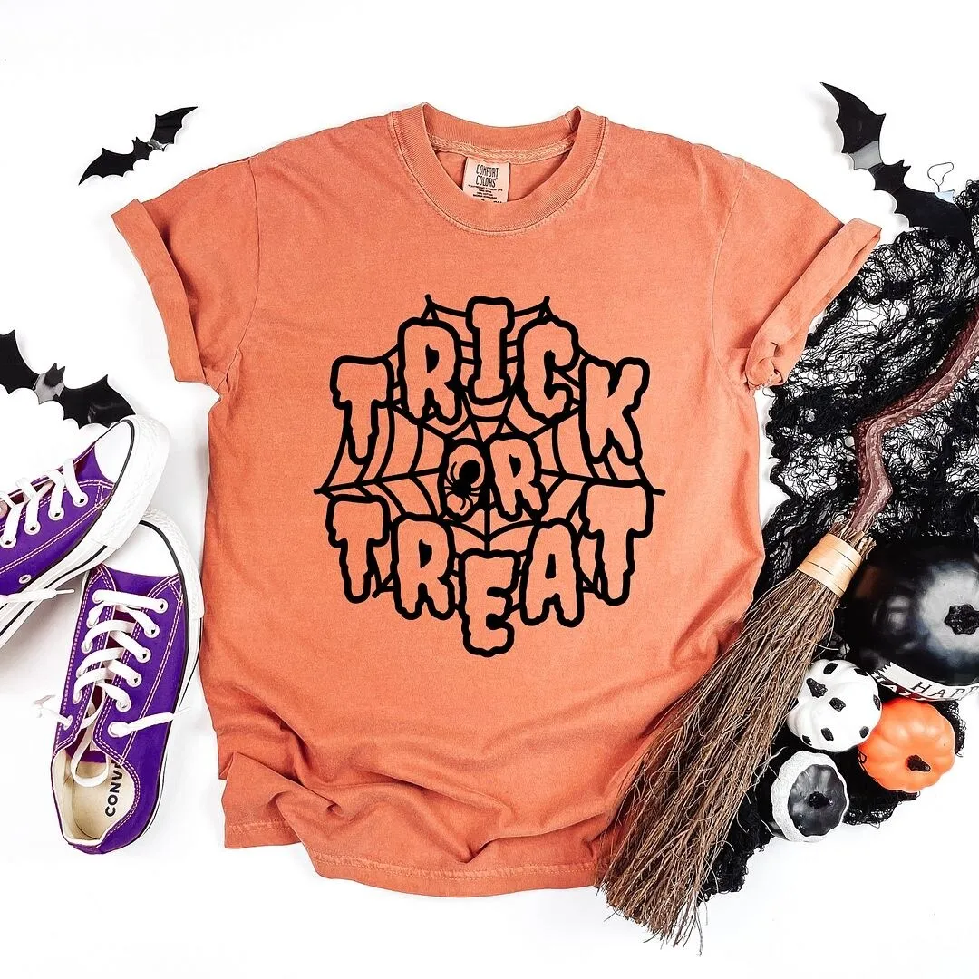 Trick Or Treat Web Garment Dyed Tee sold by Zulily