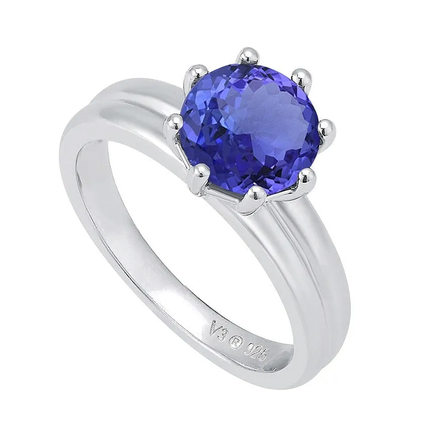 Natural Tanzanite Sterling Silver Solitaire Ring sold by Zulily