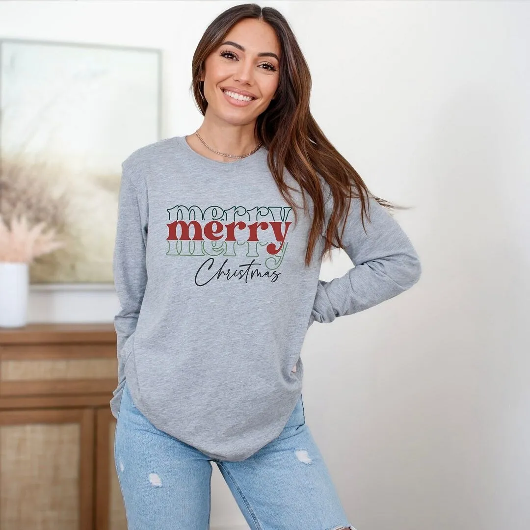 Merry Christmas Stacked Long Sleeve Tee sold by Zulily product image thumbnail 3