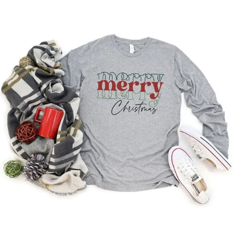 Merry Christmas Stacked Long Sleeve Tee sold by Zulily