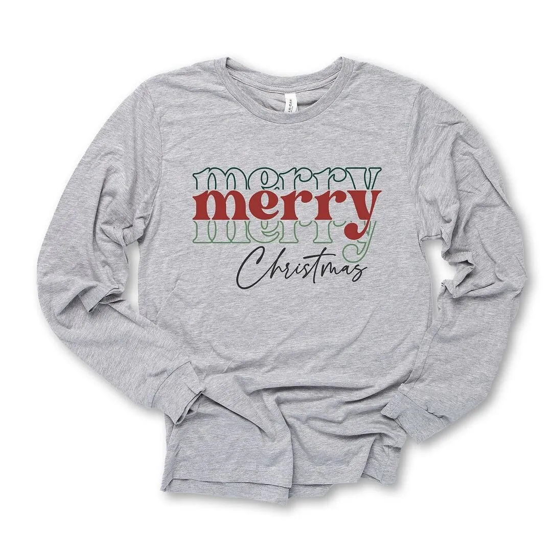 Merry Christmas Stacked Long Sleeve Tee sold by Zulily product image thumbnail 2