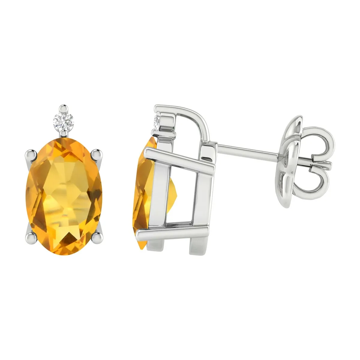 Sterling Silver 0.90CTTW Citrine and White Diamond Stud Earrings sold by Zulily
