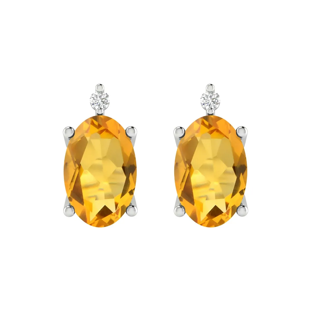 Sterling Silver 0.90CTTW Citrine and White Diamond Stud Earrings sold by Zulily product image thumbnail 2