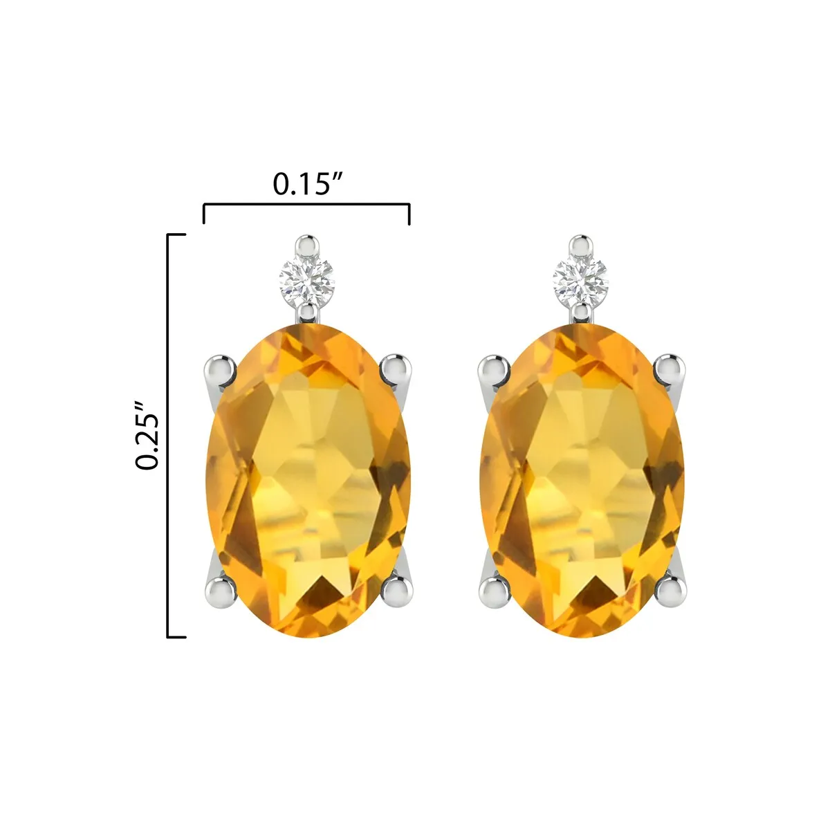 Sterling Silver 0.90CTTW Citrine and White Diamond Stud Earrings sold by Zulily product image thumbnail 3