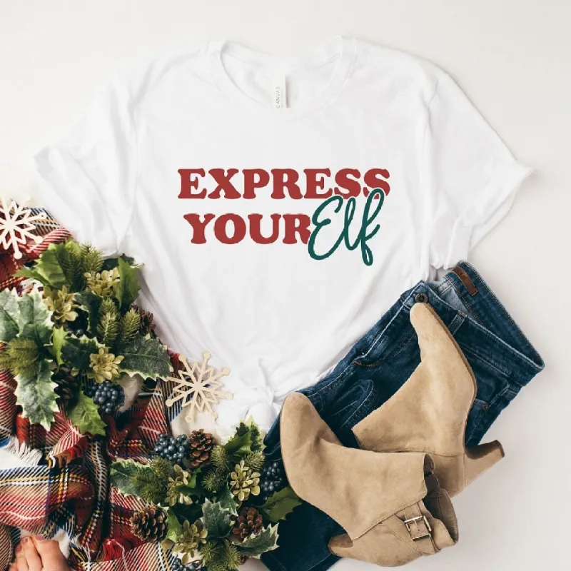 Express Your Elf Short Sleeve Crewnneck Tee sold by Zulily