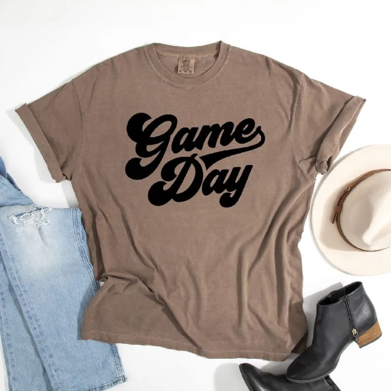 Game Day Retro Puff Print Garment Dyed Tee sold by Zulily