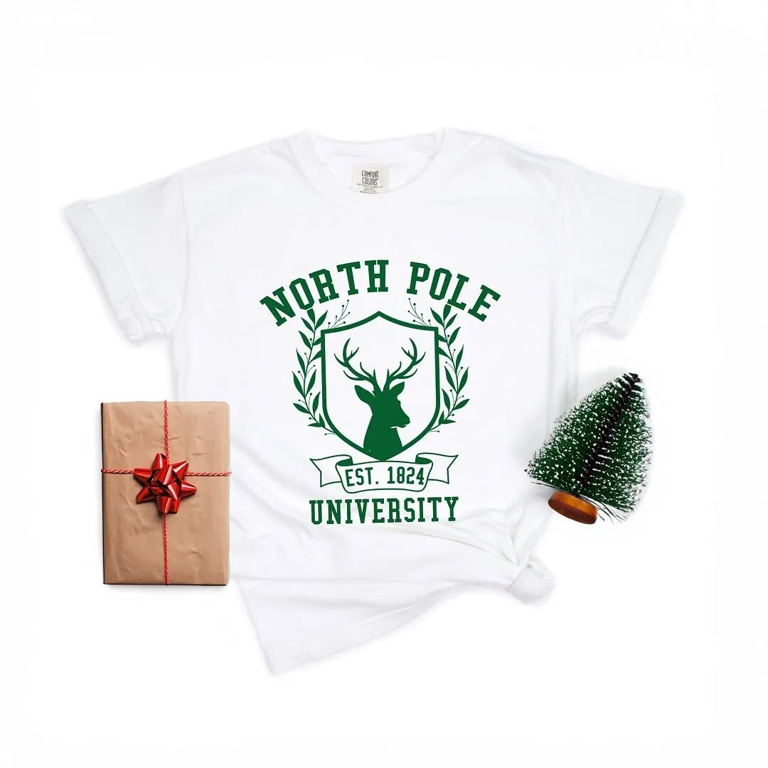 North Pole University Reindeer Garment Dyed Tee sold by Zulily