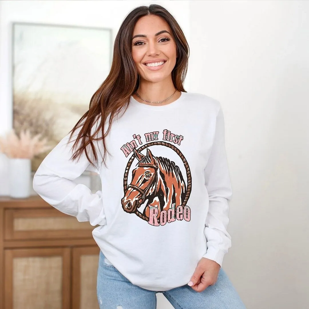 Ain't My First Rodeo Horse Long Sleeve Tee sold by Zulily product image thumbnail 3