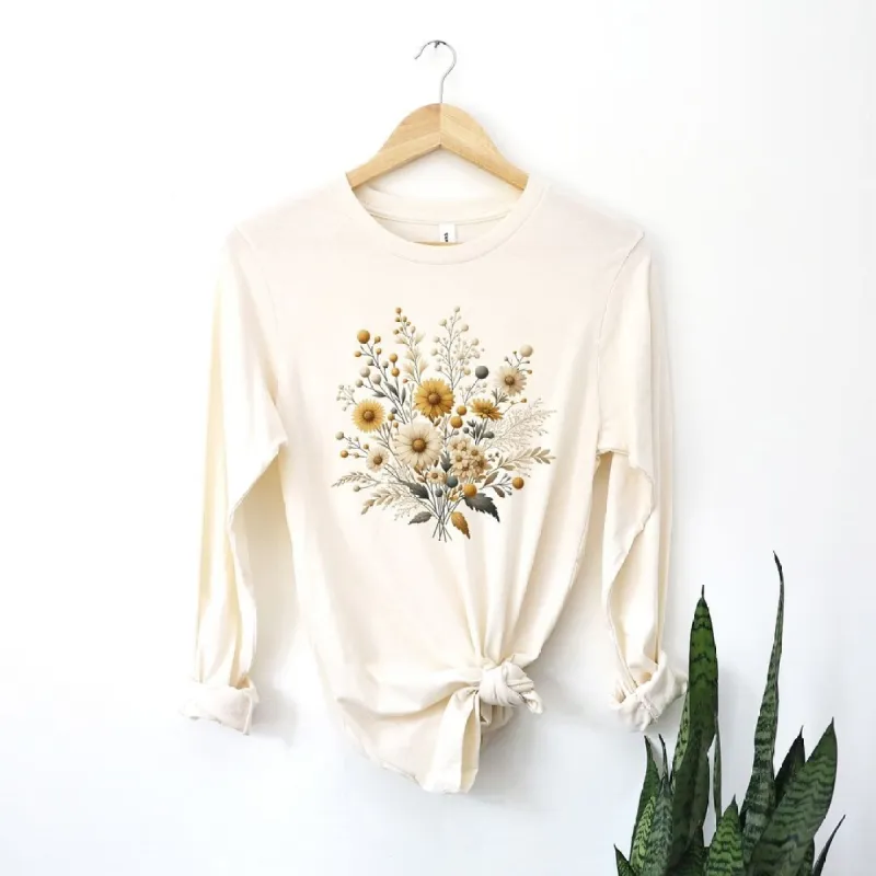 Cream and Gold Bouquet Long Sleeve Tee sold by Zulily