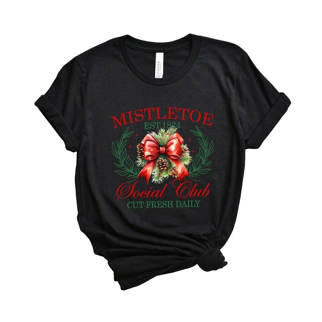 Coquette Mistletoe Social Club Short Sleeve Crewnneck Tee sold by Zulily product image thumbnail 4