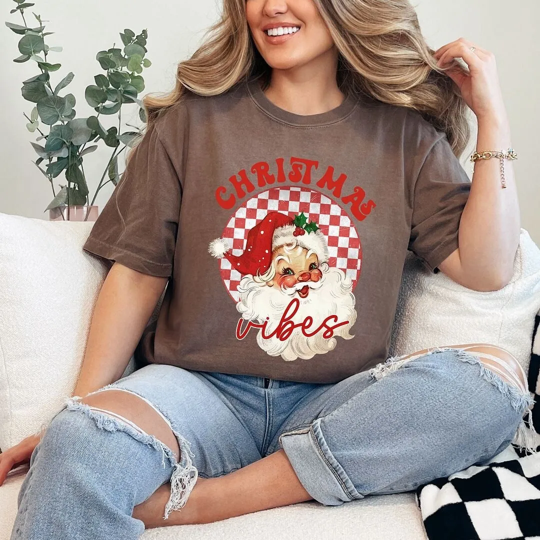 Christmas Vibes Santa Checkered Garment Dyed Tee sold by Zulily product image thumbnail 3