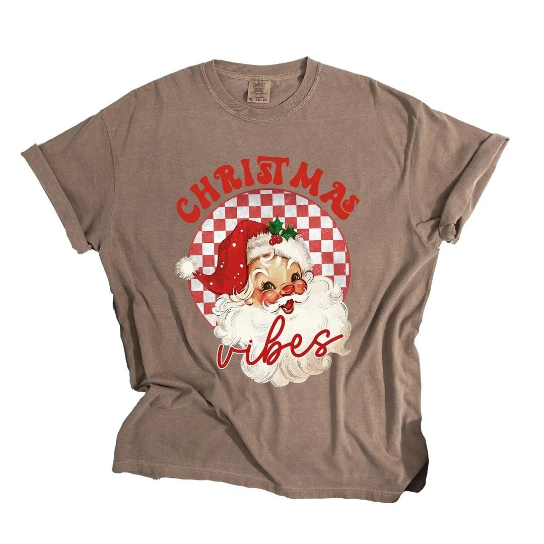 Christmas Vibes Santa Checkered Garment Dyed Tee sold by Zulily product image thumbnail 2