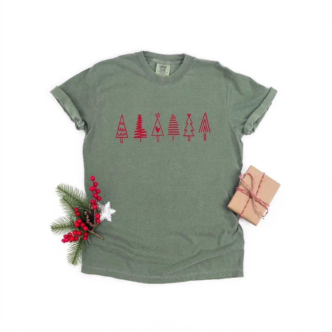 Row Of Christmas Trees Garment Dyed Tee sold by Zulily